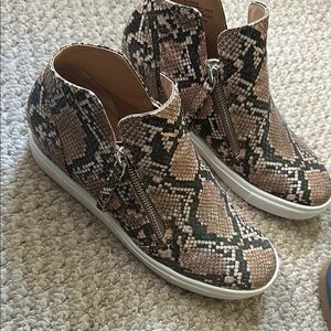 Steve Madden Snake Print High-Top Sneaker Wedges